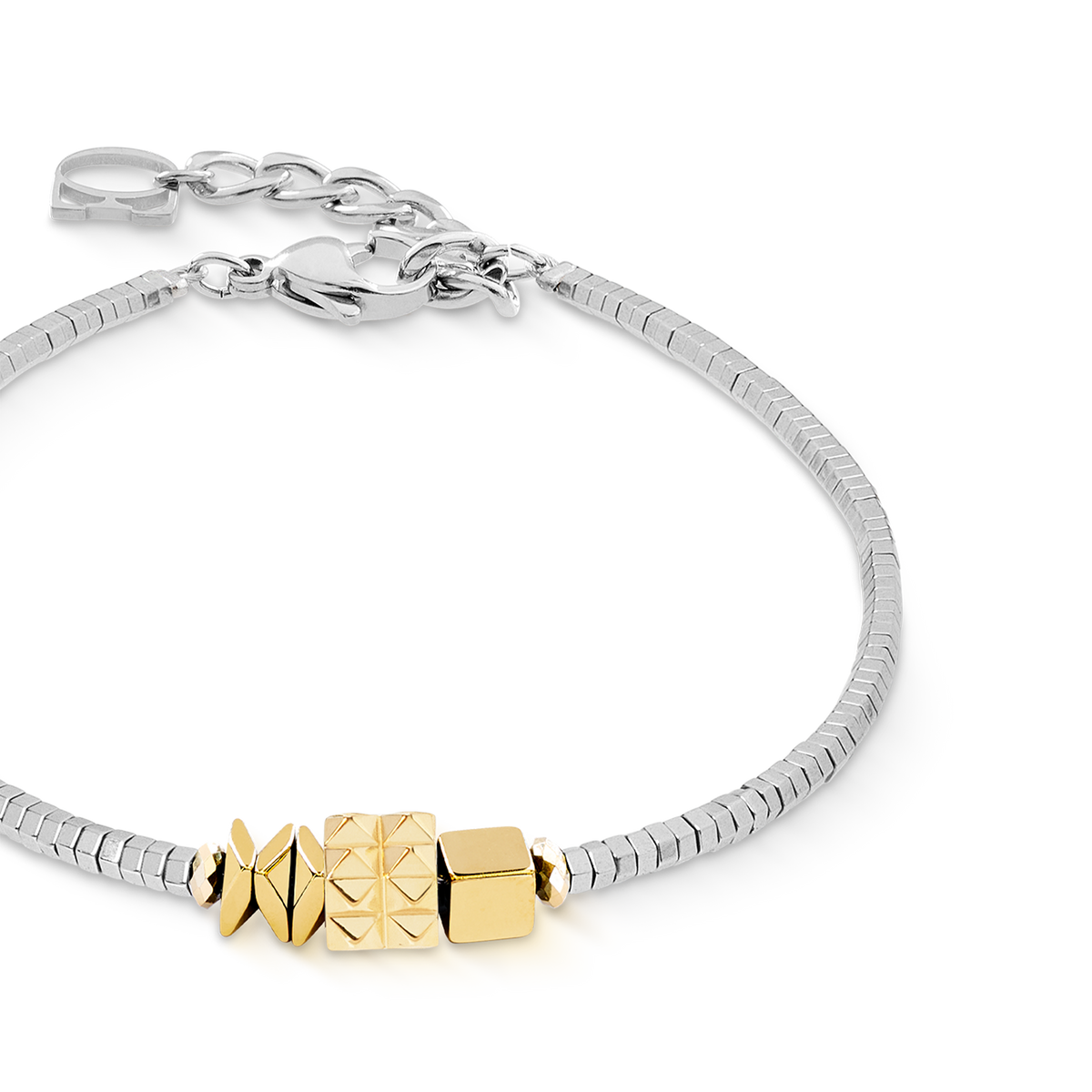 Bracelet Cube Trio Facets gold-silver