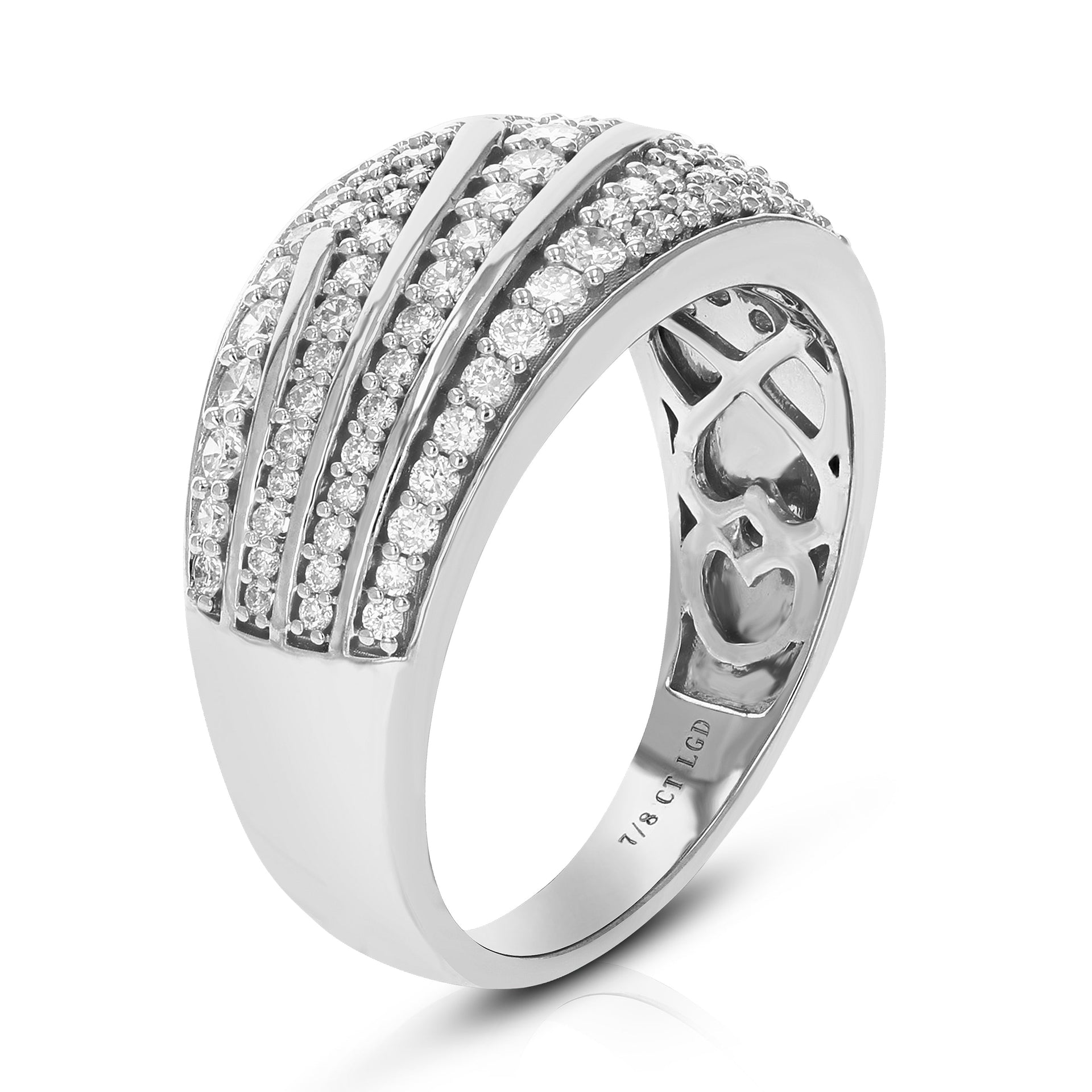 7/8 cttw Round Cut Lab Grown Diamond Wedding Band 109 Stones .925 Sterling Silver Prong Set