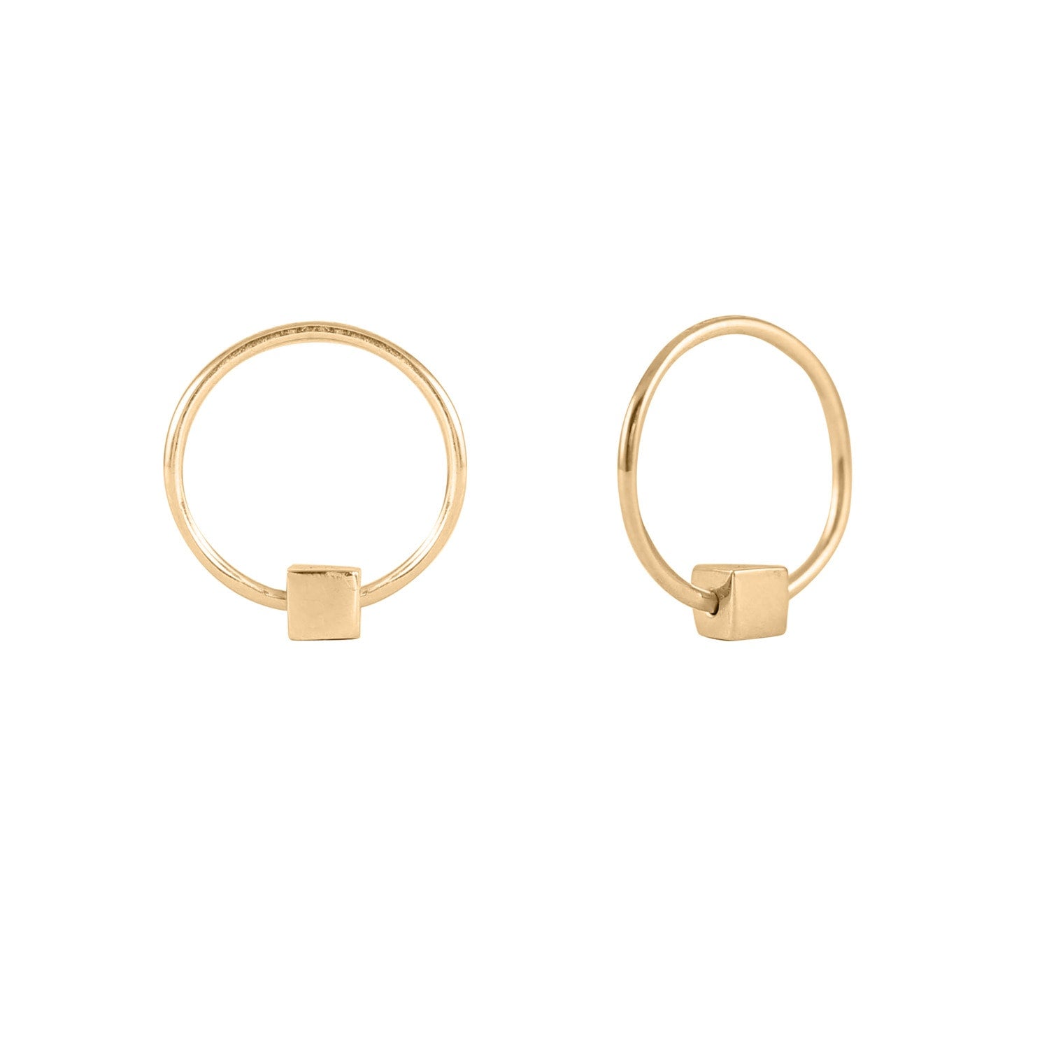 Cube & Hoop Earrings Mini - Gold