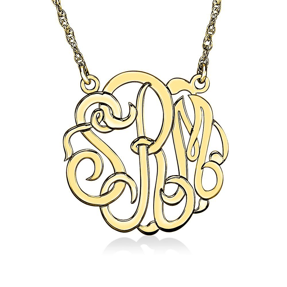 Medium Monogram Necklace in 14K Yellow Gold