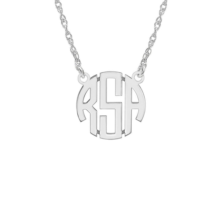 Block Letter Monogram Necklace in 10K White Gold