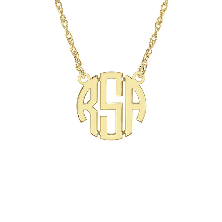 Block Letter Monogram Necklace in 14K Yellow Gold
