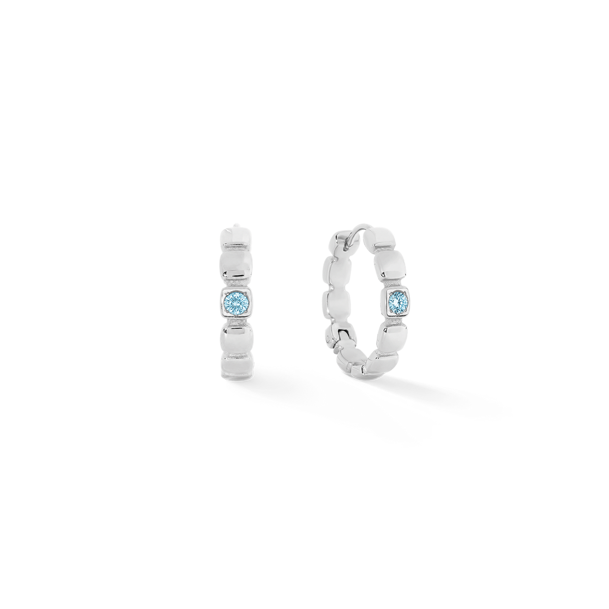 Hoop Earrings Soft Cube Circle Glow Ocean Silver