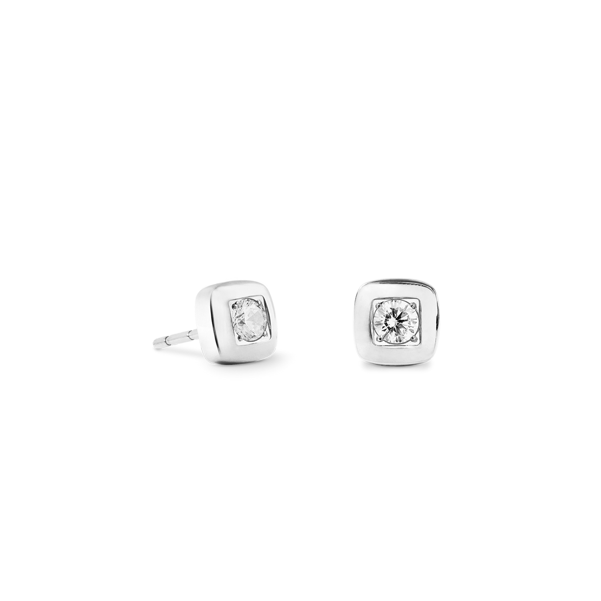 Stud earrings Small Soft Cube Glow silver