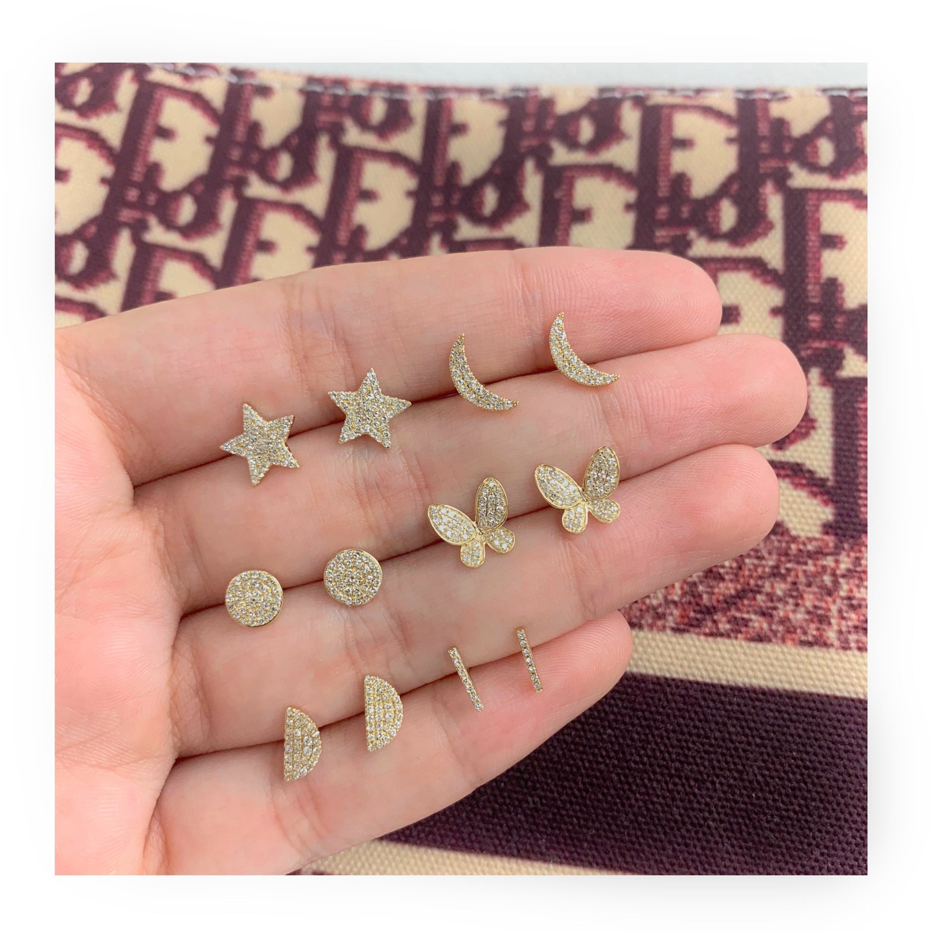 14k Gold & Diamond Star Earrings