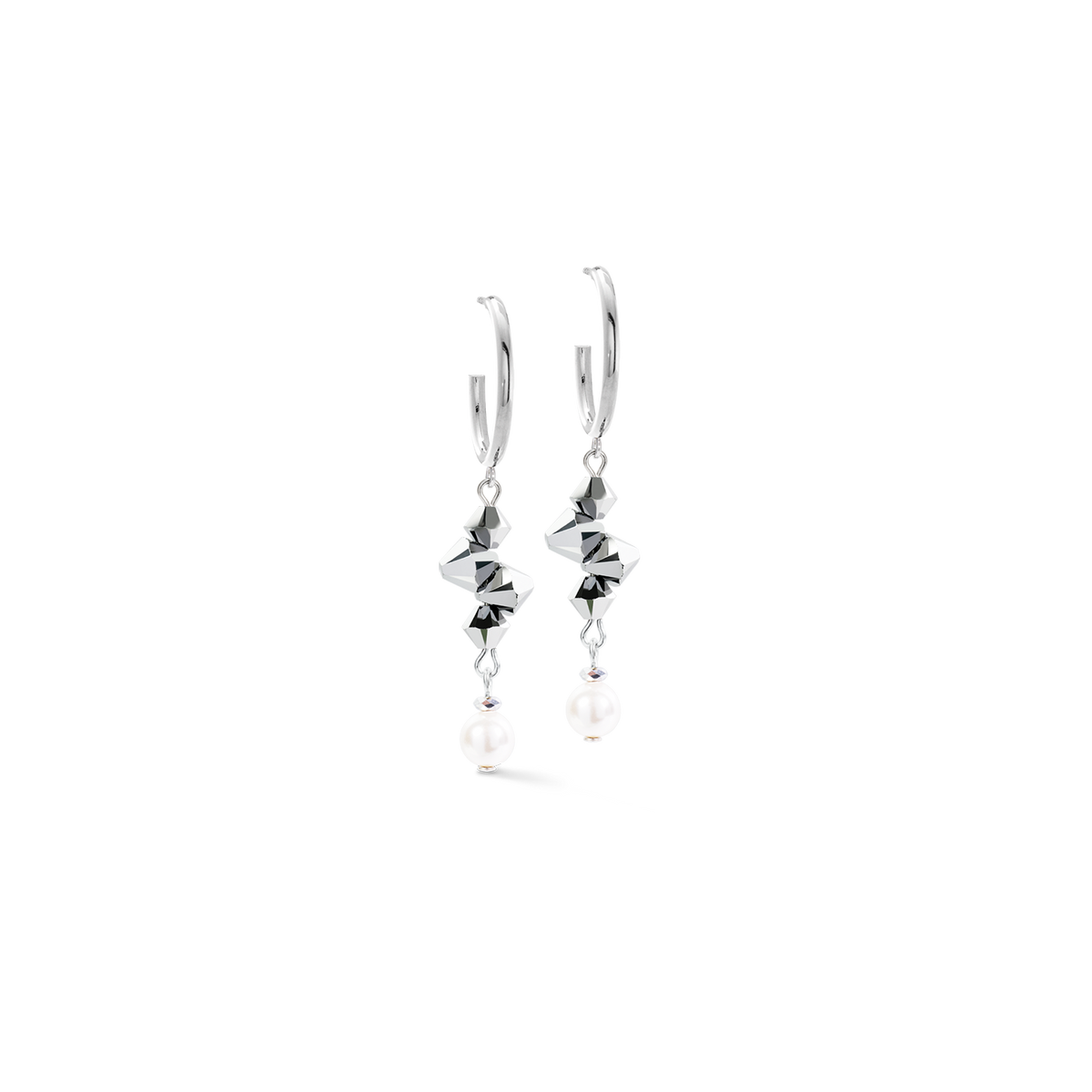 Hoop Earrings Dancing Crystals Fusion Silver