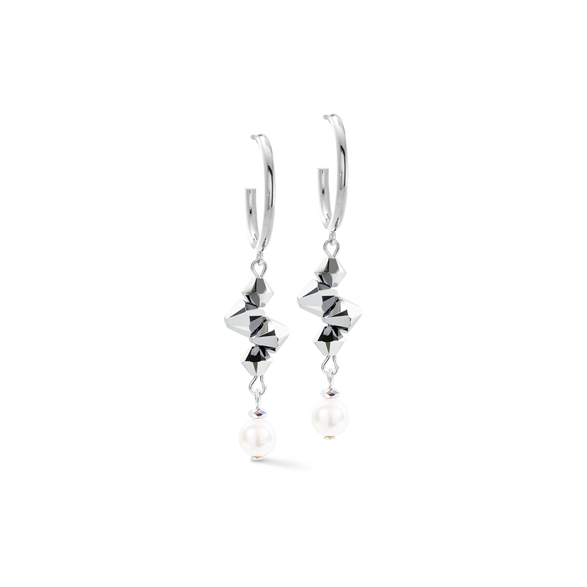 Hoop Earrings Dancing Crystals Fusion Silver