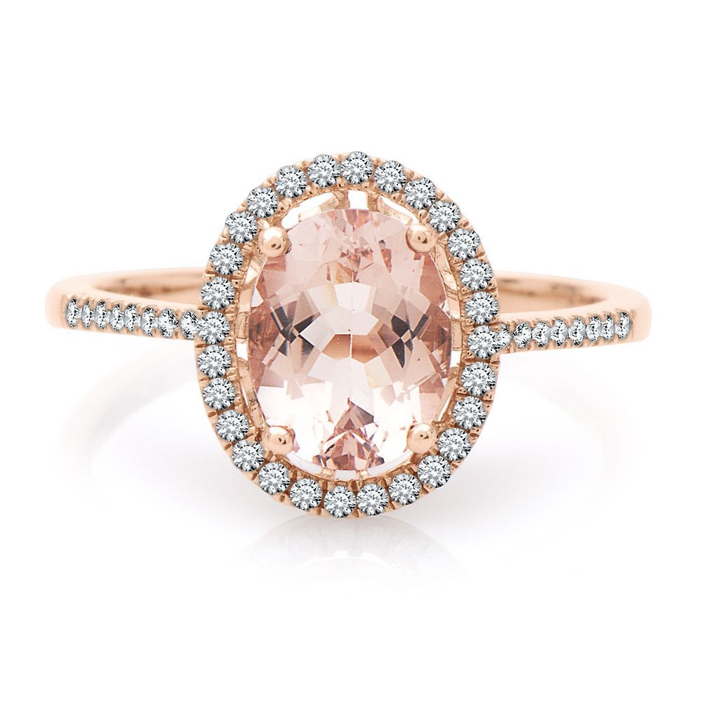 Morganite & 1/4 ct. tw. Diamond Ring in 10K Rose Gold