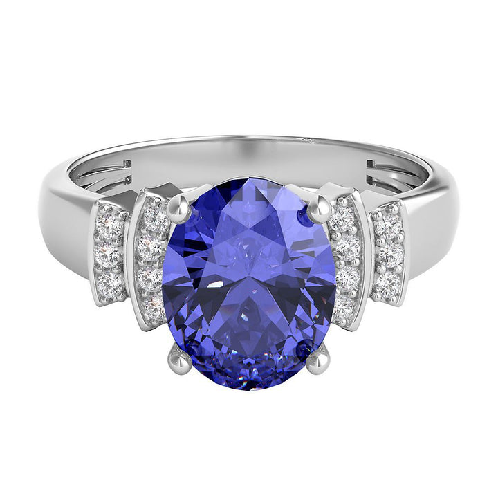 Tanzanite & 1/10 ct. tw. Diamond Ring in 14K White Gold