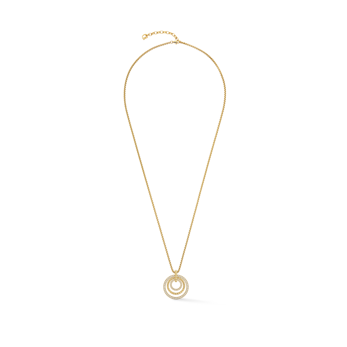 Necklace Circle Trio Crystal Gold