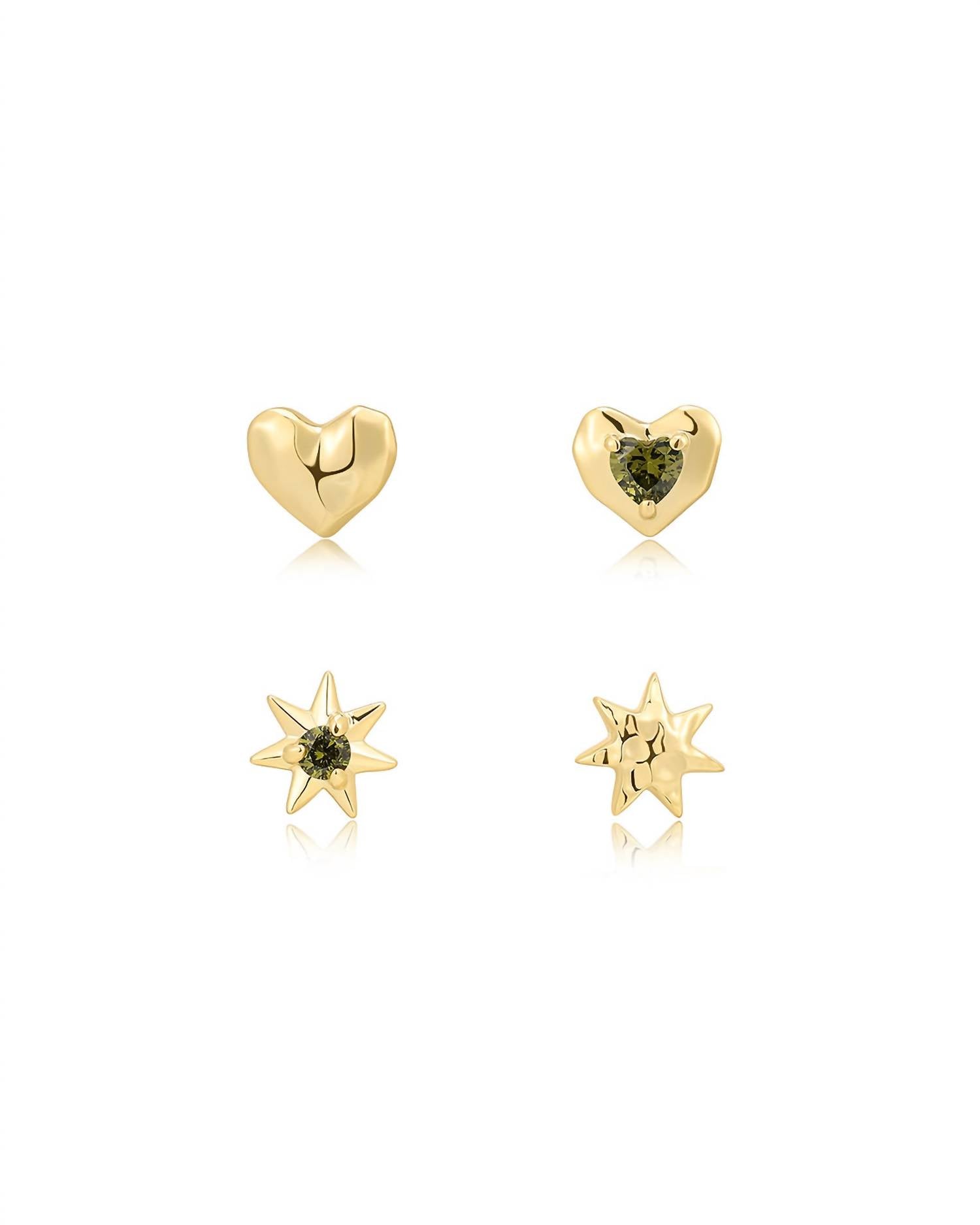 Women's Molten Heart Studs Set In Gold