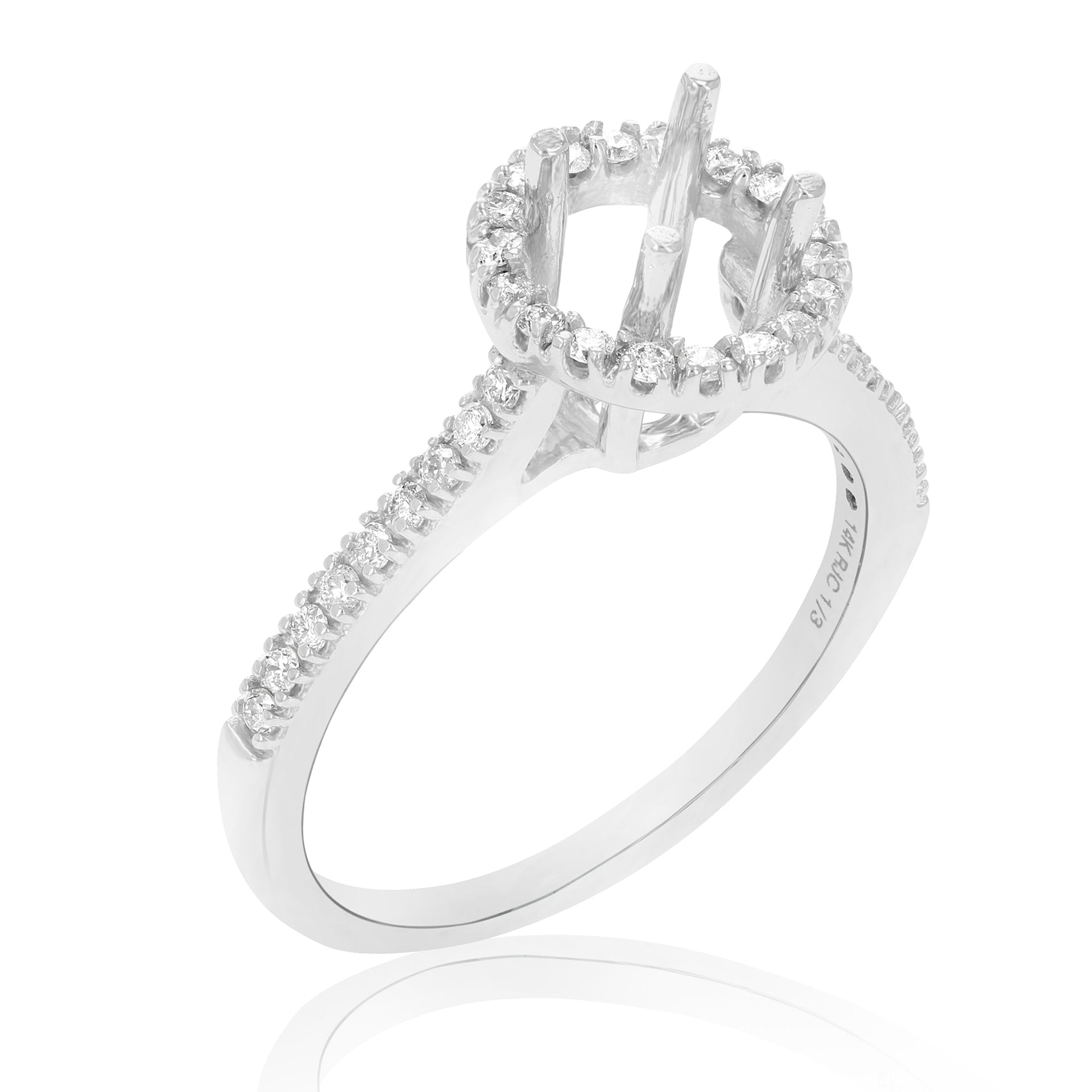 1/3 cttw Diamond Semi Mount Engagement Ring in 14K White Gold Center Round