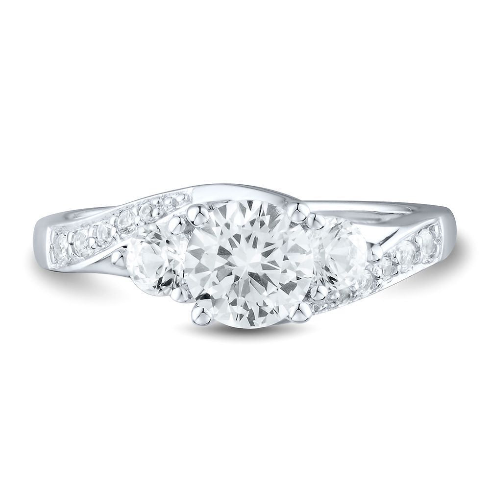 Lab Created White Sapphire Three-Stone Ring in Sterling Silver