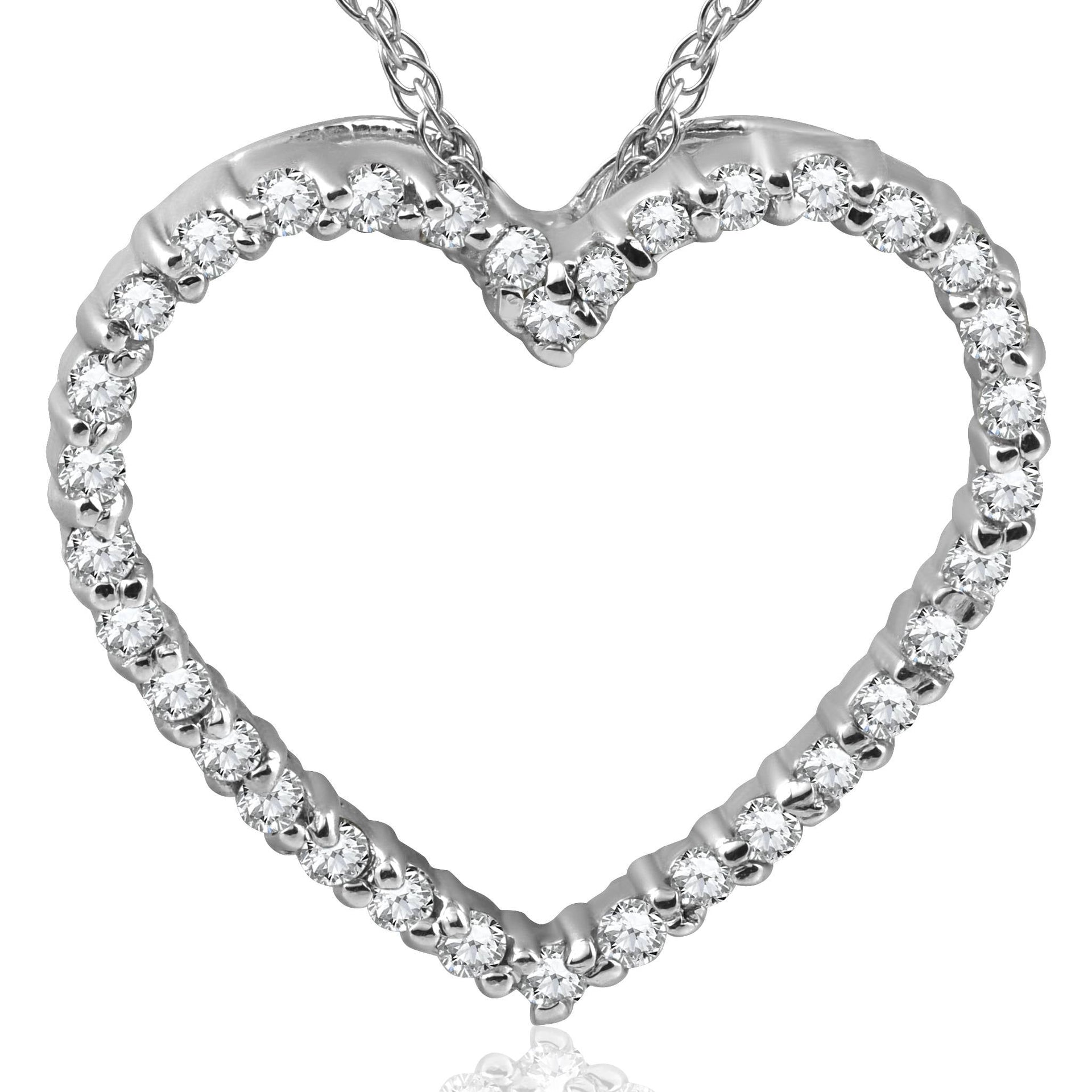 10K White Gold 1/2 CT Lab Grown Diamond Heart Pendant 18' Necklace