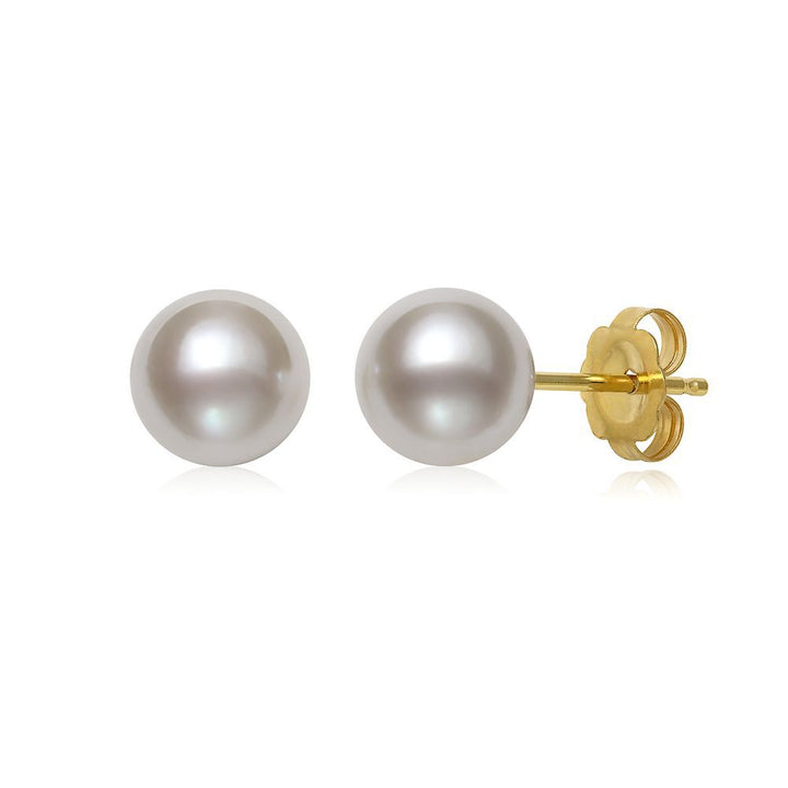 Ayoka Cultured Pearl Stud Earrings in 14K Yellow Gold, 6MM