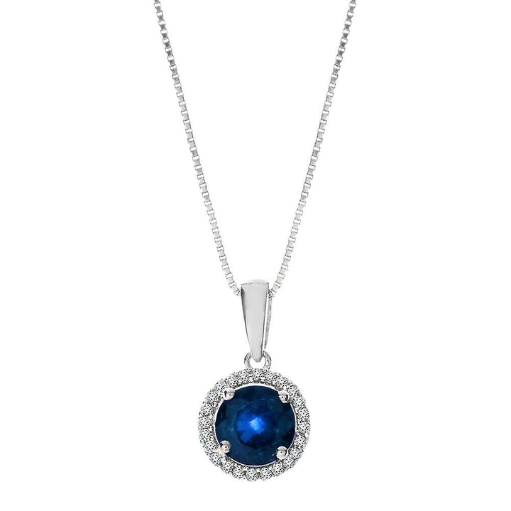 Sapphire & Diamond Pendant in 10K White Gold