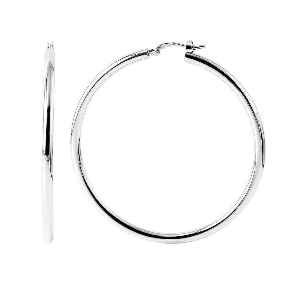 Polished Hoop Earrings in Sterling Silver