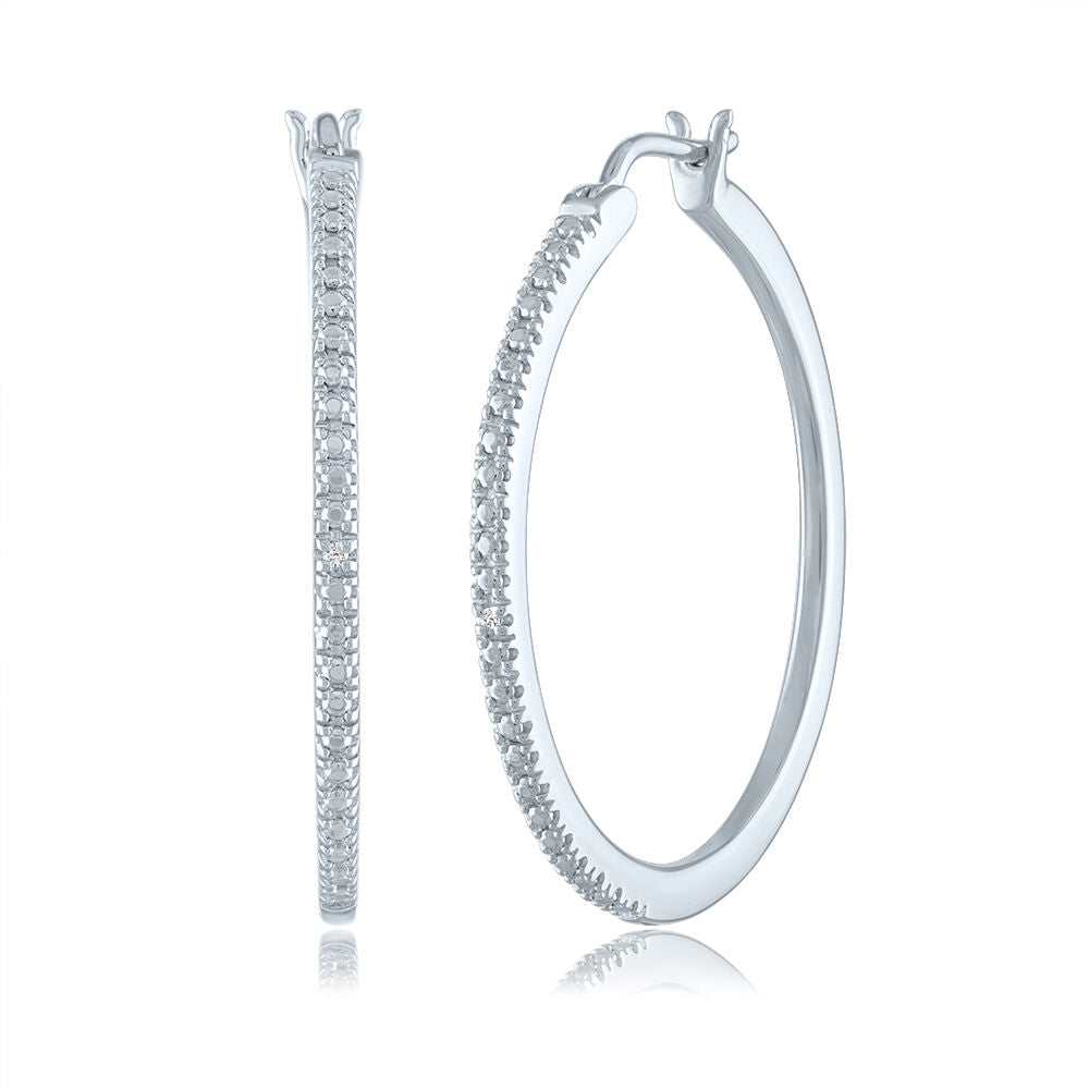 Diamond Hoop Earrings in Sterling Silver