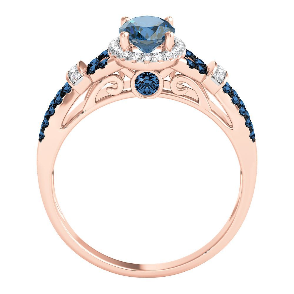 Blue Topaz & 1/5 ct. tw. White & Blue Diamond Ring in 10K Rose Gold