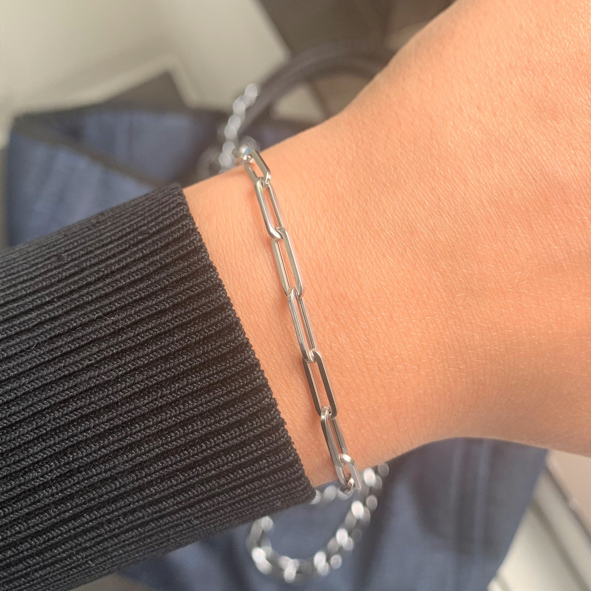 14k Gold Paperclip Link Bracelet