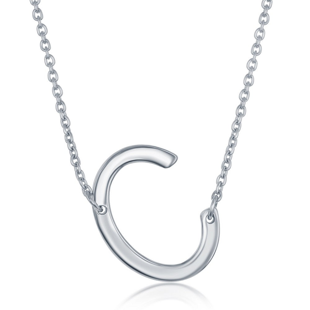 Sterling Silver Sideways Initial Necklace