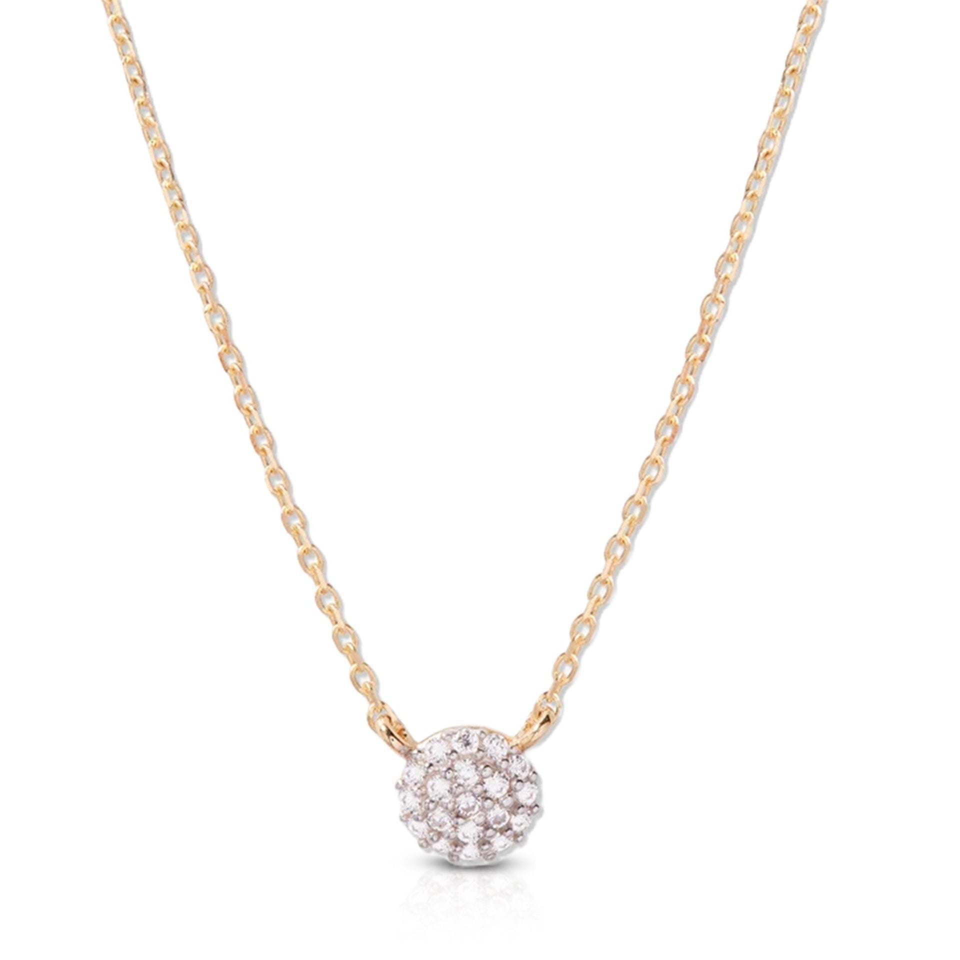 14K Yellow Gold 1MM Round Lab Grown Diamond Pave Necklace