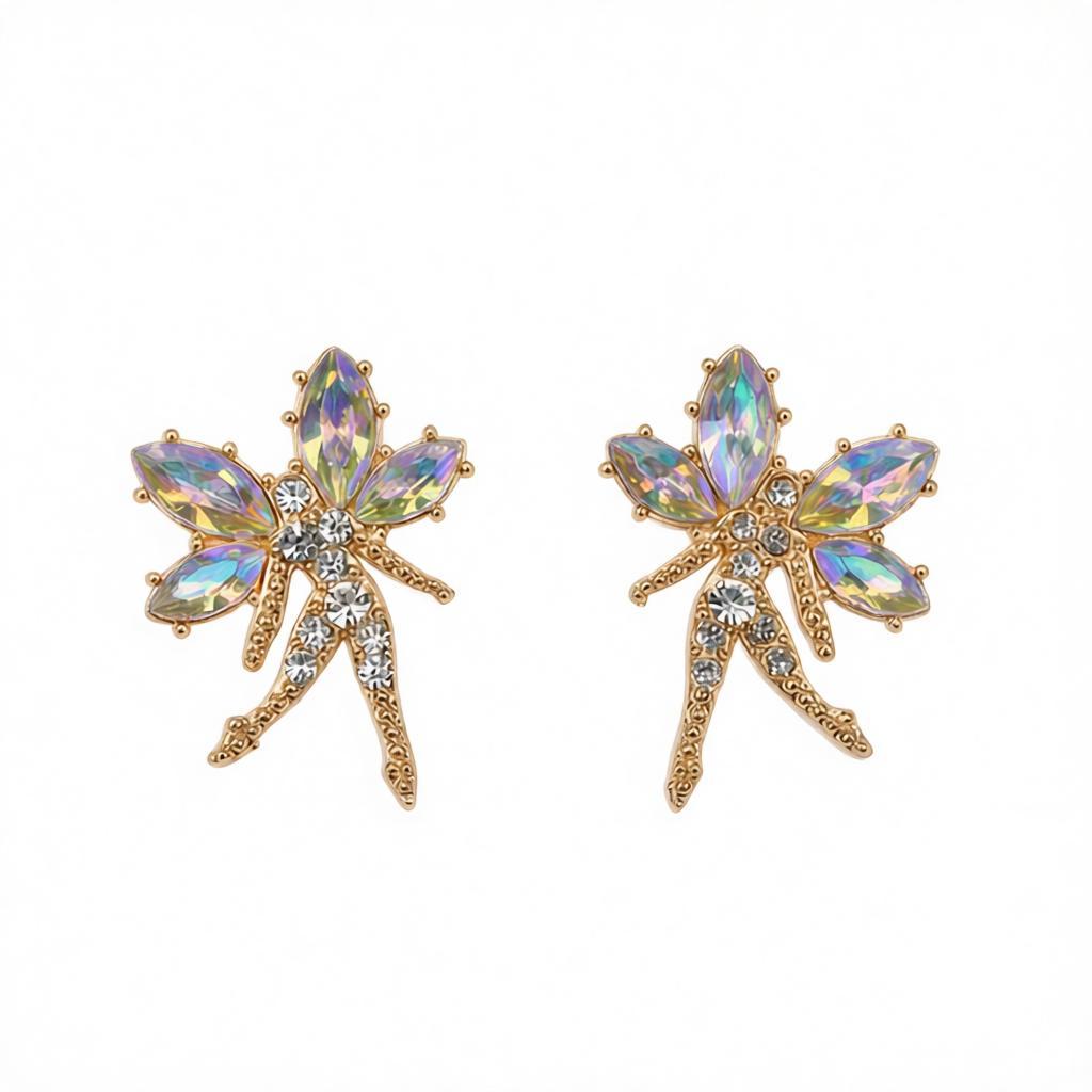 Iridescent Crystal & Cubic Zirconia Fairy Stud Earrings