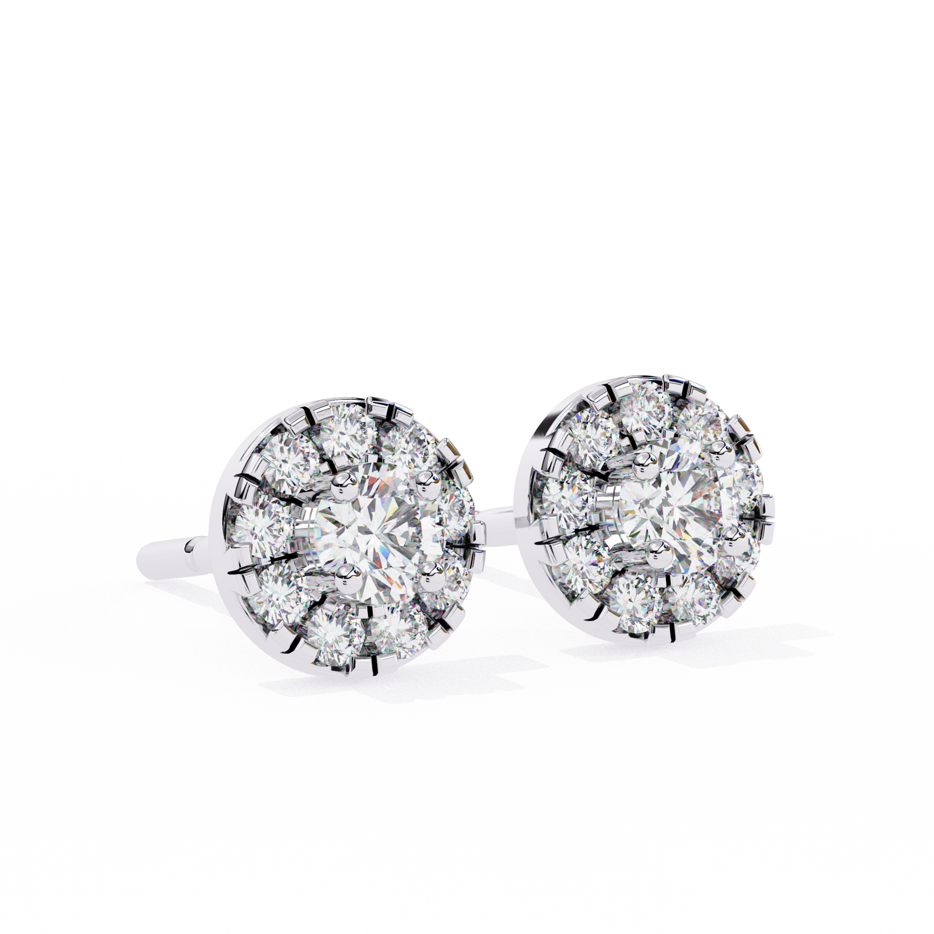 Round-Cut Lab-grown Diamond Halo Studs in 10K White Gold
