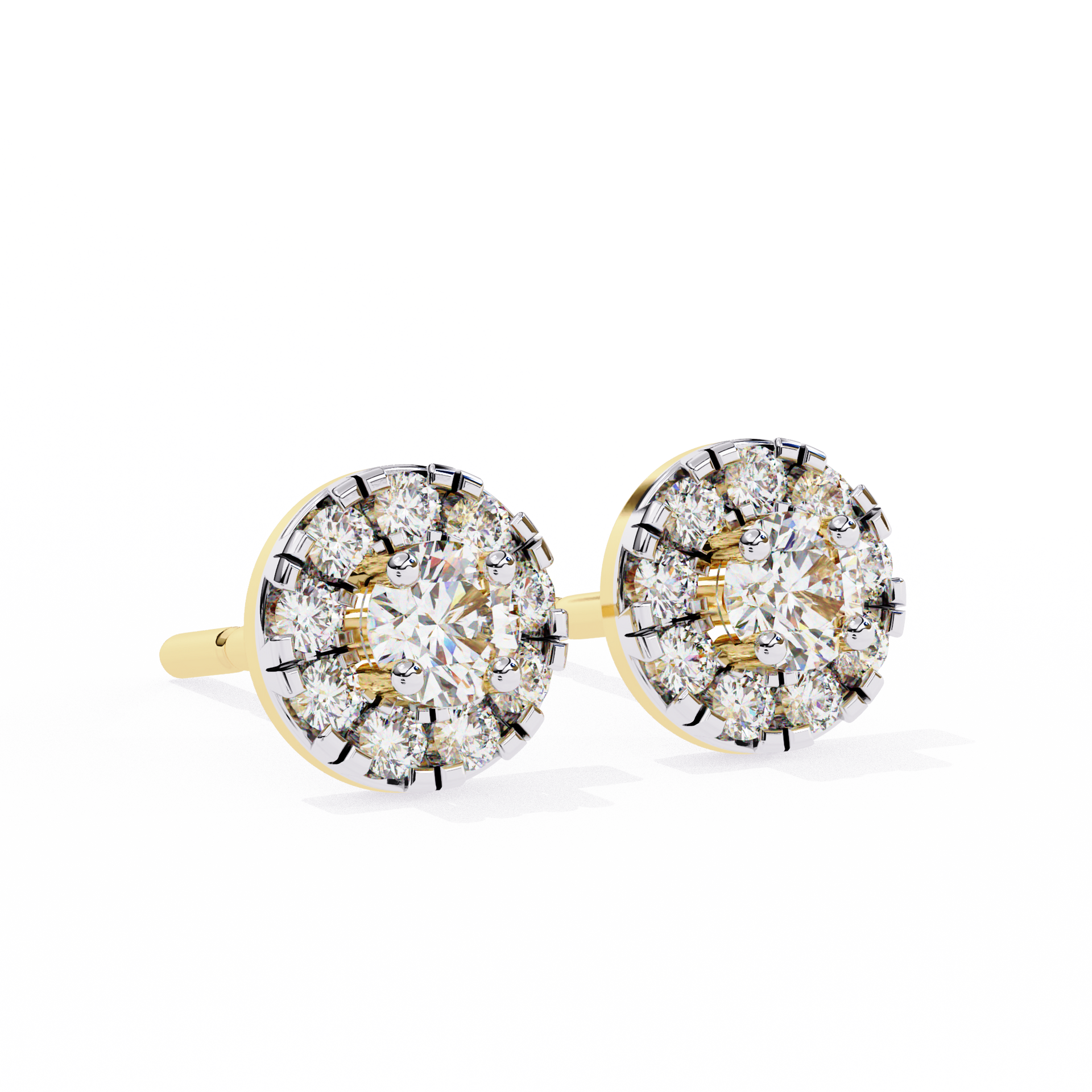 Round-Cut Lab-grown Diamond Halo Studs in 10K White Gold