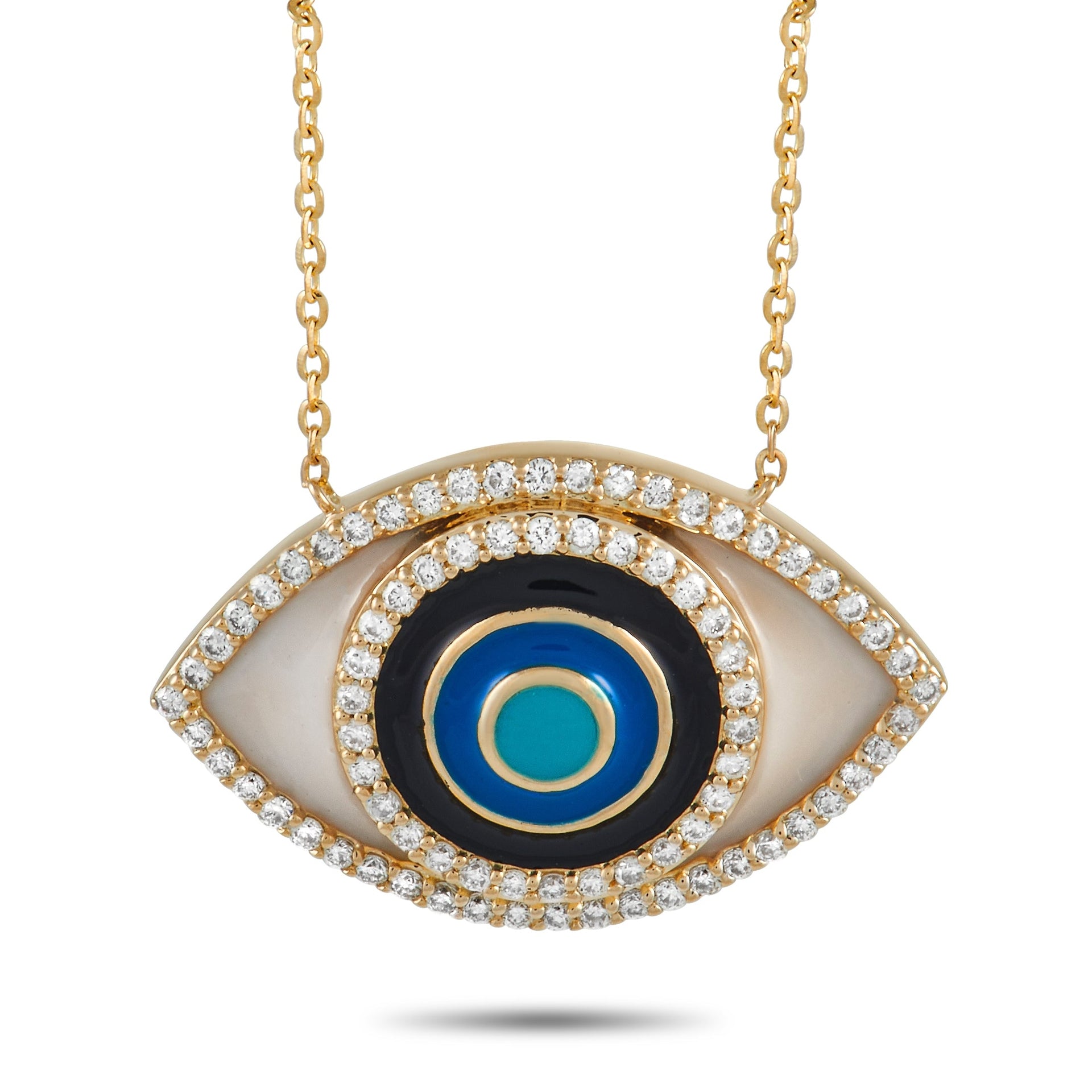 14K Yellow Gold 0.40 ct Diamond Eye Necklace