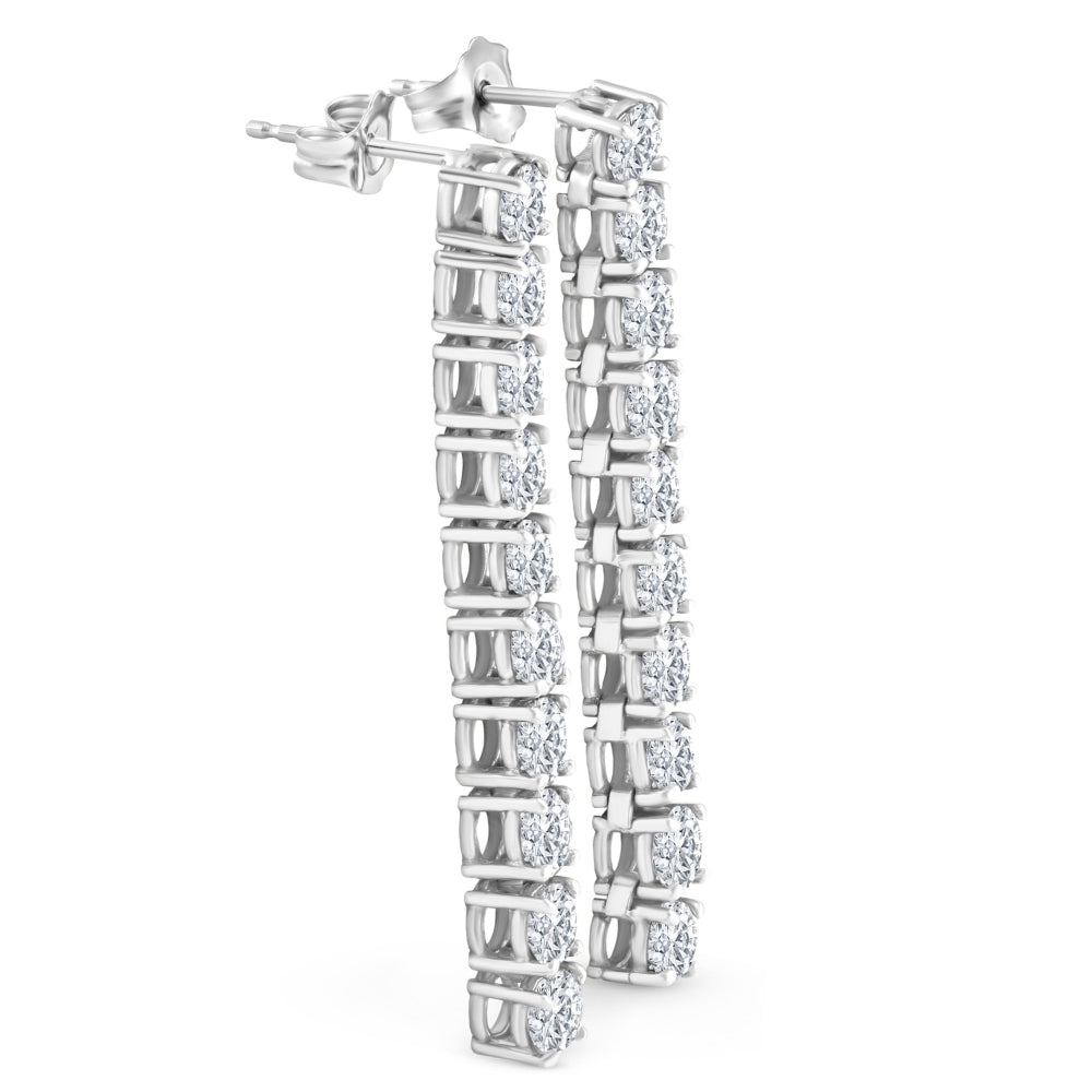 4Ct TW Real Diamond Dangle Earrings Women's Studs 14K White Gold 1 1/2' Tall