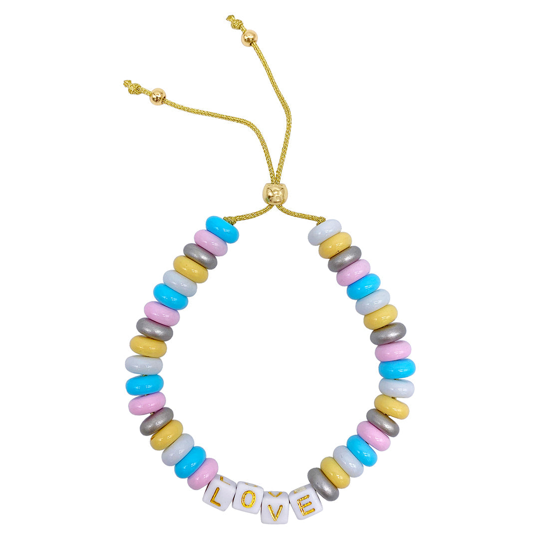 Adornia Pastel Donut Bead 'Love' Bracelet