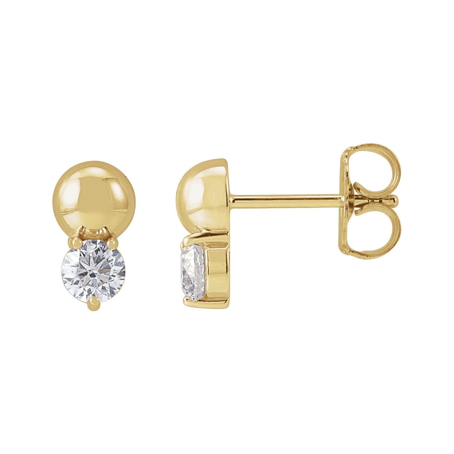 14K Yellow Gold 1/3ct Lab-grown Diamond Bead Earring Clarity SI Color G-H