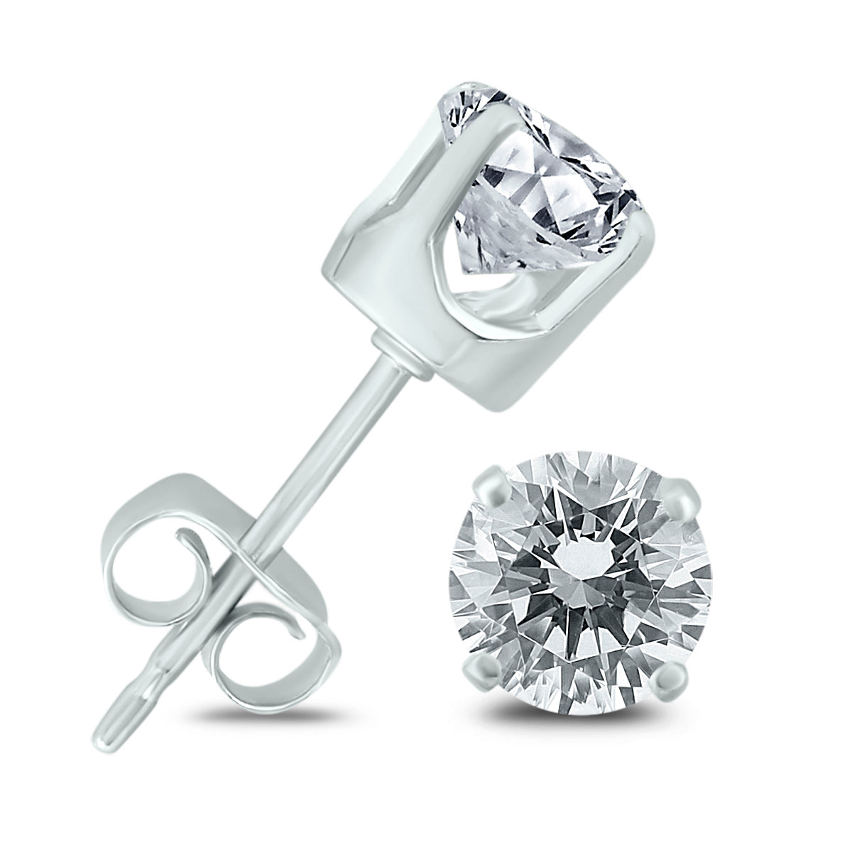 1 Carat TW Diamond Solitaire Stud Earrings In 14K White Gold