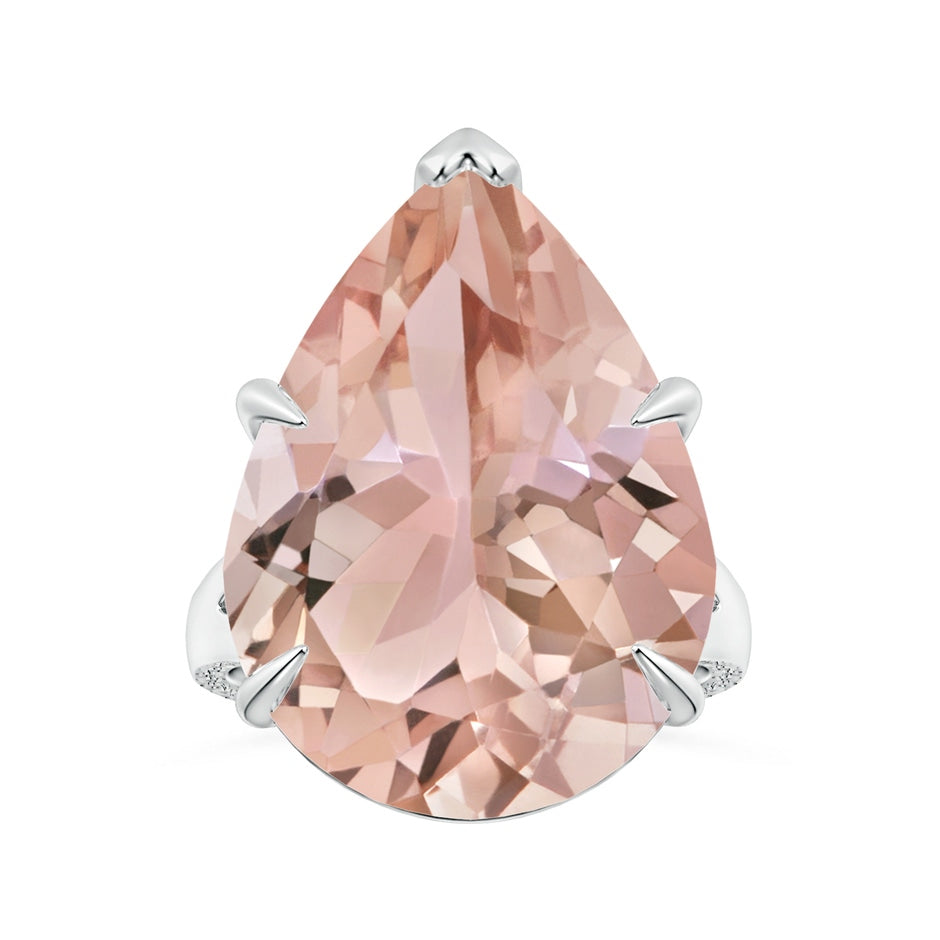 GIA Certified Solitaire Pear-Shaped Morganite Split Shank Ring with Scrollwork