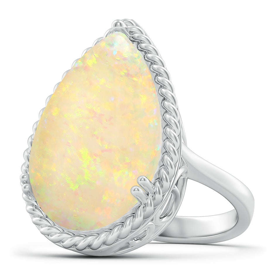 GIA Certified Pear Opal Cocktail Ring with Scrollwork