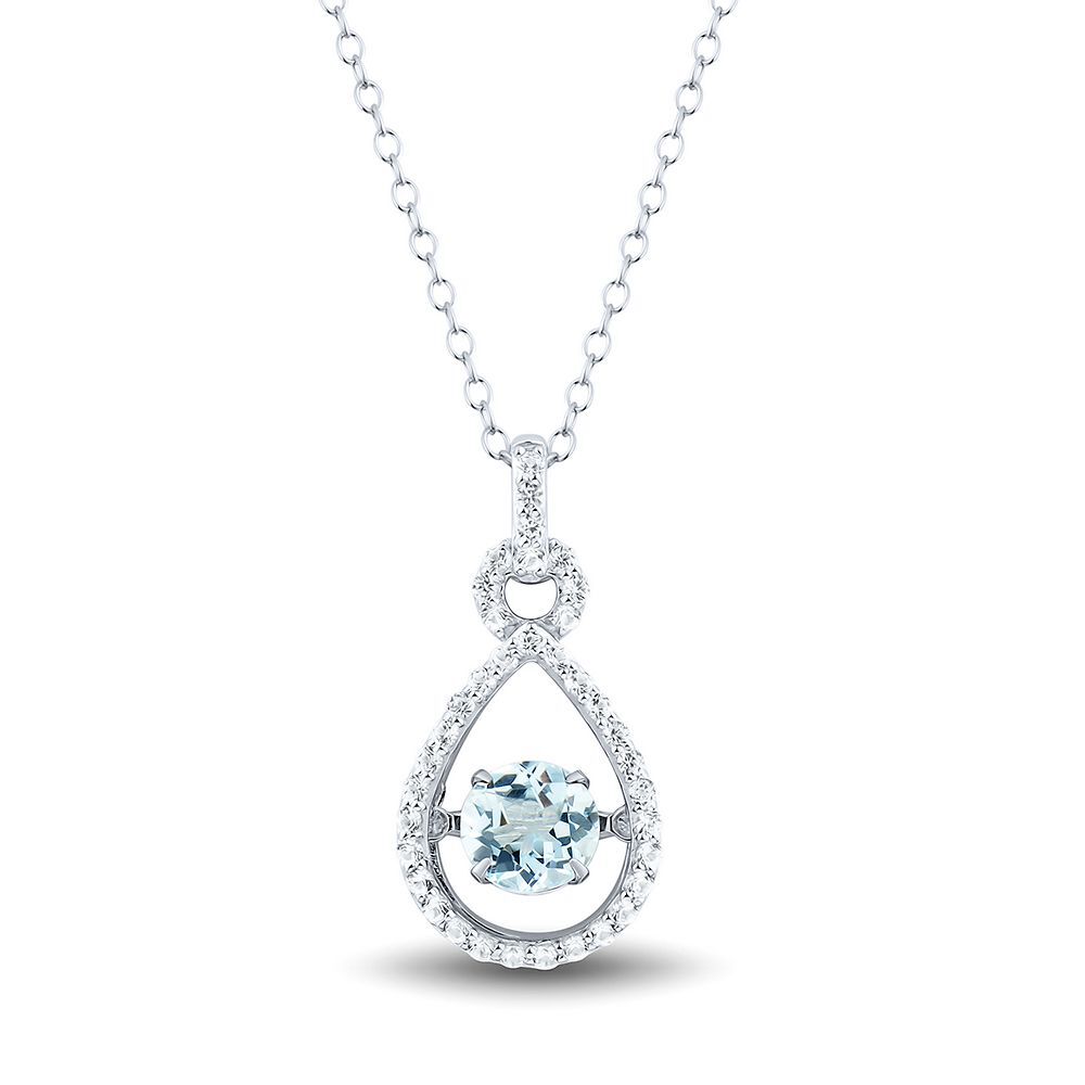 The Beat of Your Heart® Aquamarine & Lab Created White Sapphire Pendant in Sterling Silver