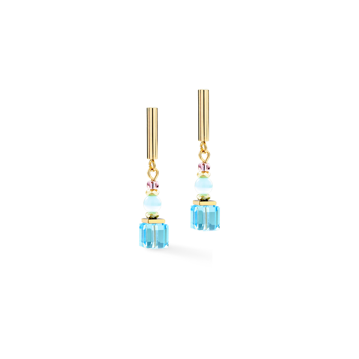 Earrings Cube Aura pastel gold