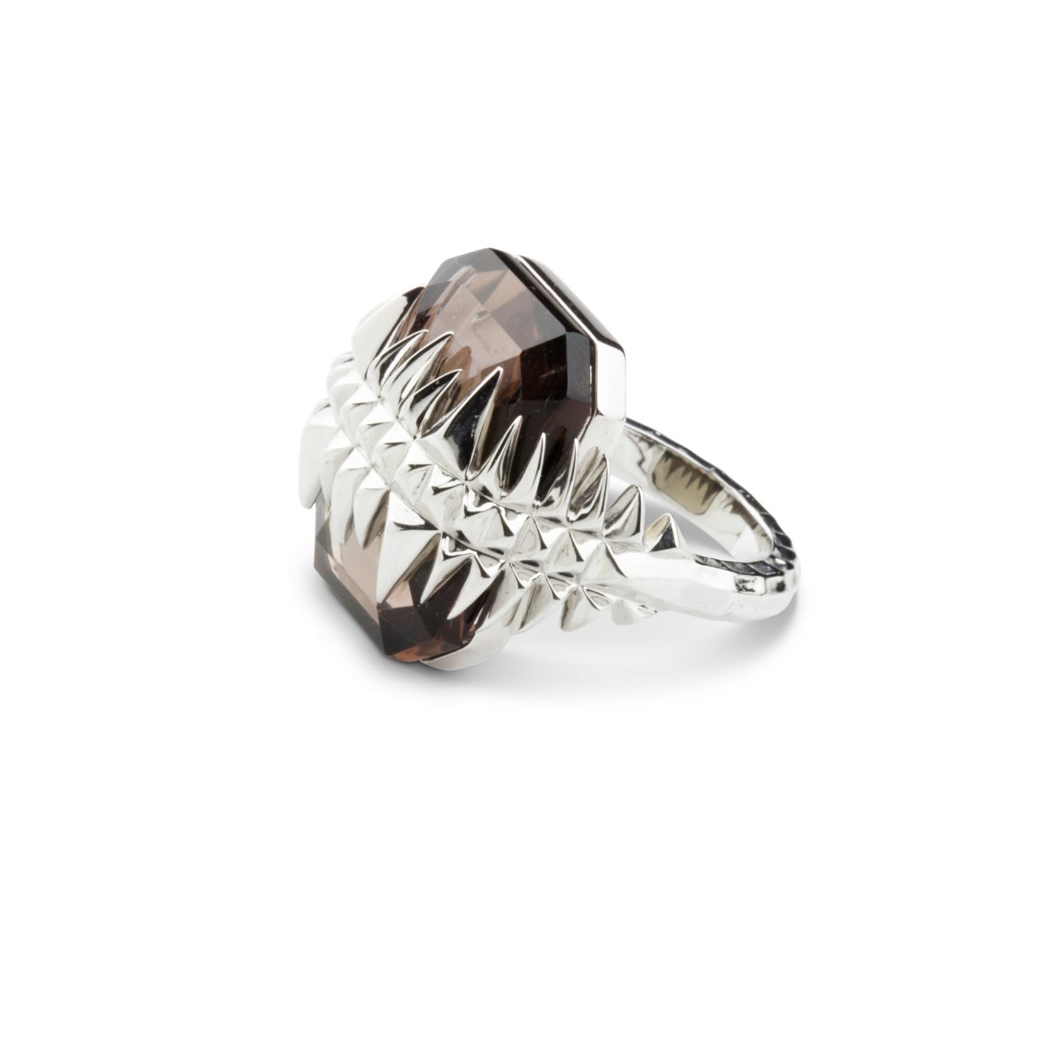 Black Sea Glacier Ring Silver Smoky Topaz