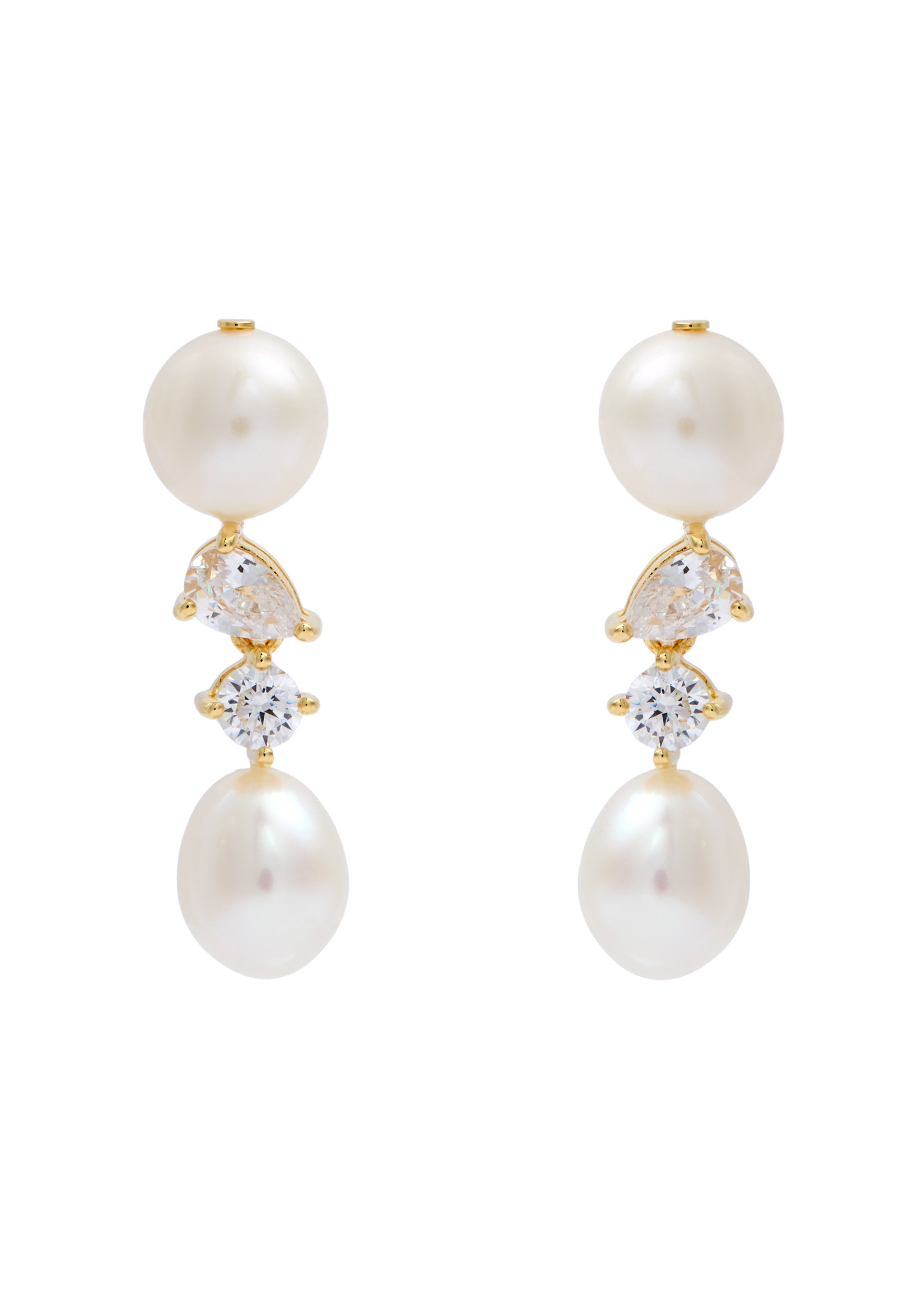 Pearl and crystal-embellished 18kt gold vermeil drop earrings