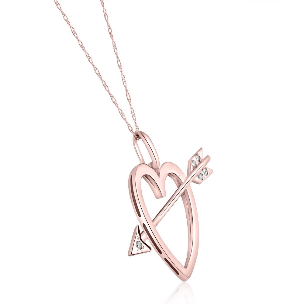 14k Heart & Arrow Diamond Pendant Necklace 1' Tall