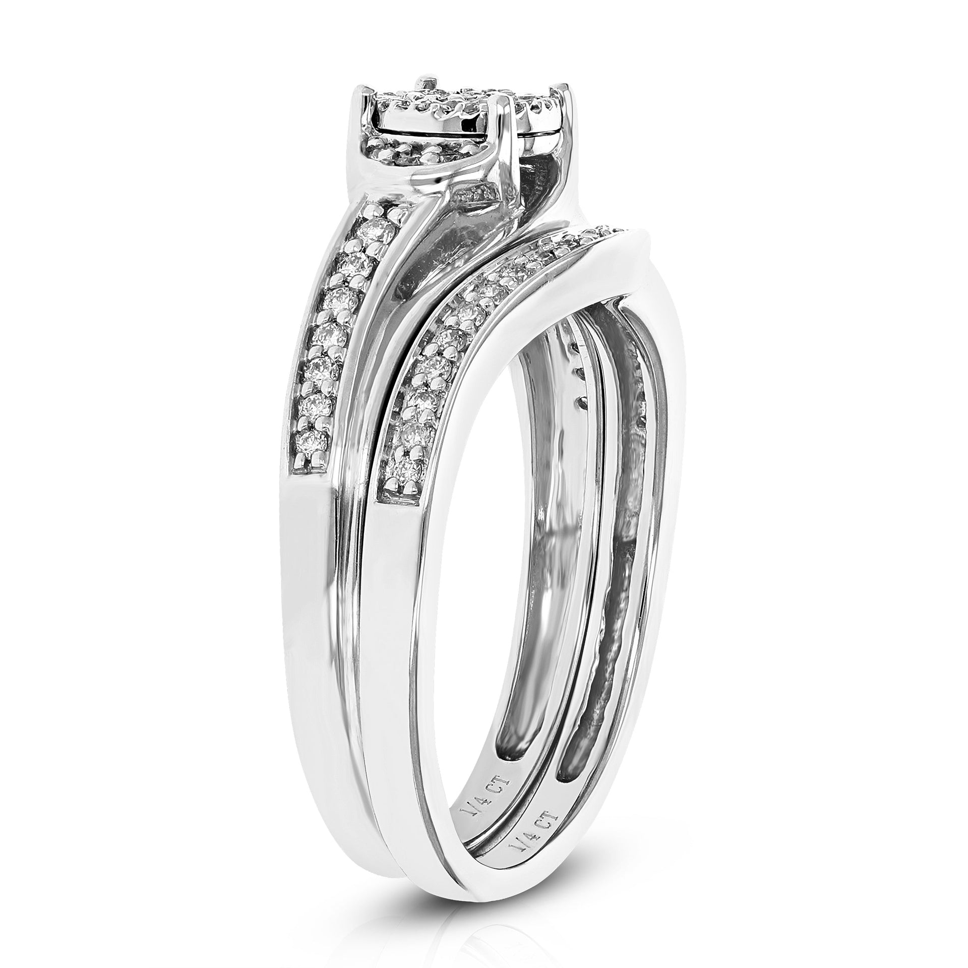 1/4 Cttw Lab Created Diamond Engagement Bridal Set Sterling Silver
