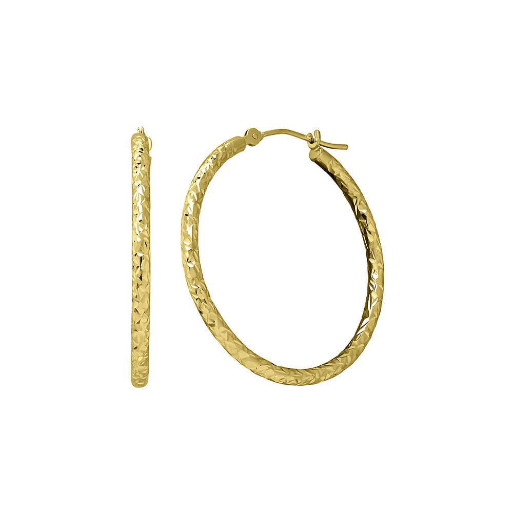 Diamond Cut Hoop Earrings in 14K Yellow Gold