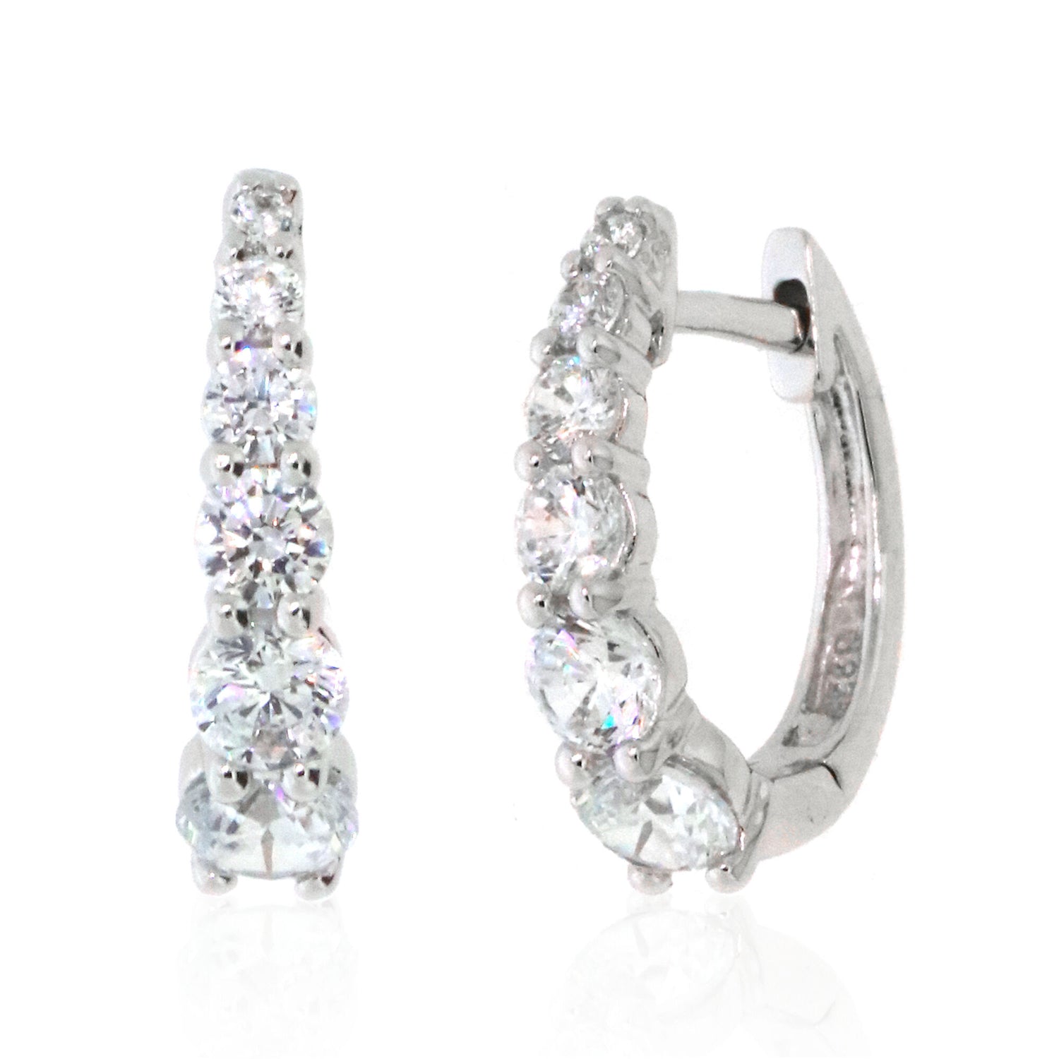 Lab-Created White Sapphire Graduated Hoop Earrings in Sterling Silver