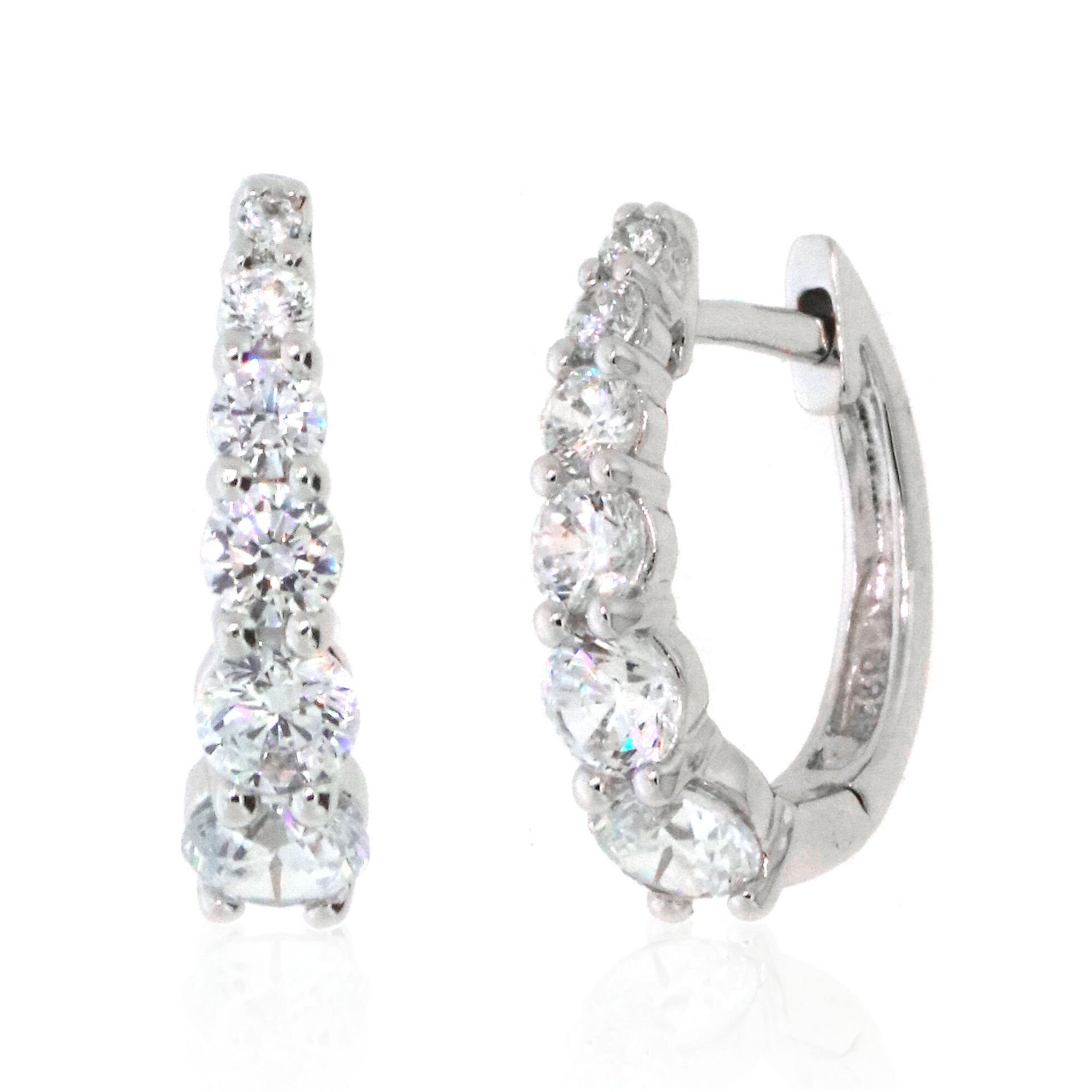 Lab-Created White Sapphire Graduated Hoop Earrings in Sterling Silver