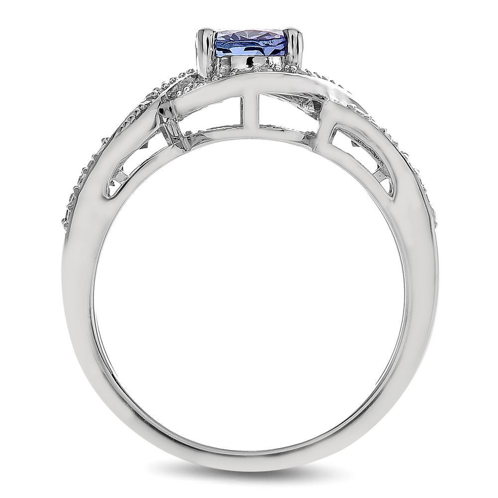 Tanzanite & 1/5 ct. tw. Diamond Ring in Sterling Silver