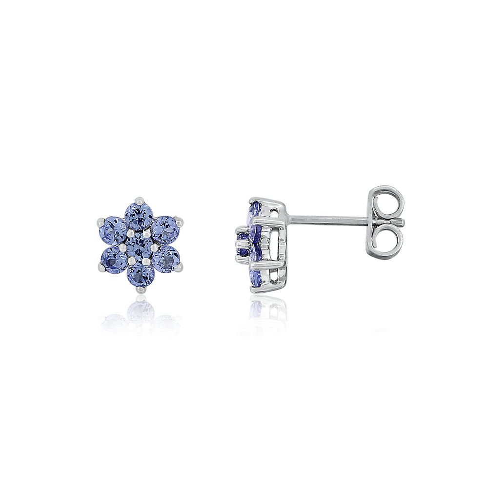 Tanzanite Flower Earrings in Sterling Silver