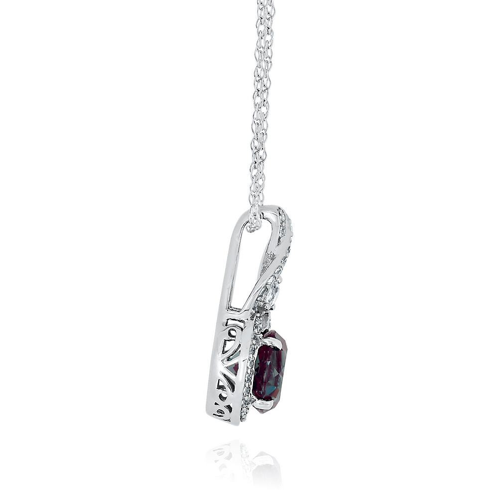 Lab Created Alexandrite & White Sapphire Pendant in Sterling Silver