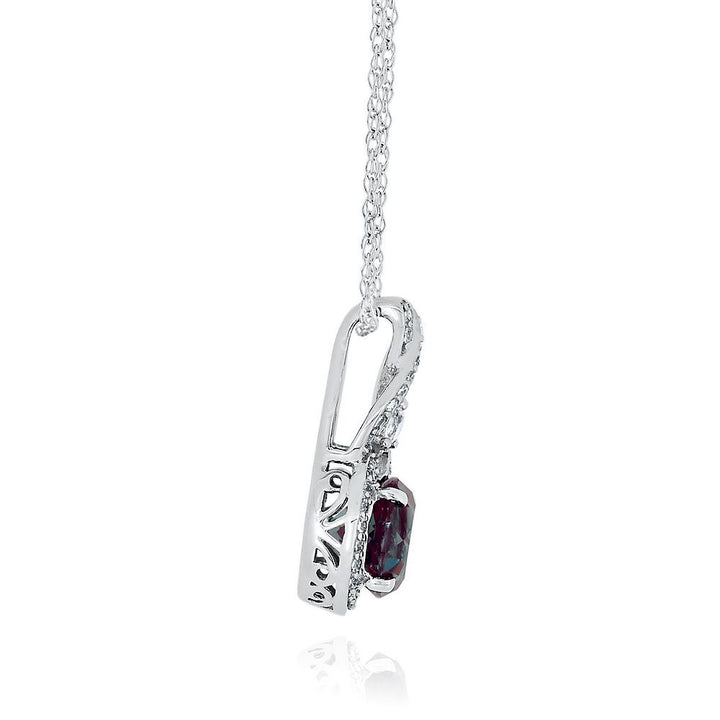 Lab Created Alexandrite & White Sapphire Pendant in Sterling Silver