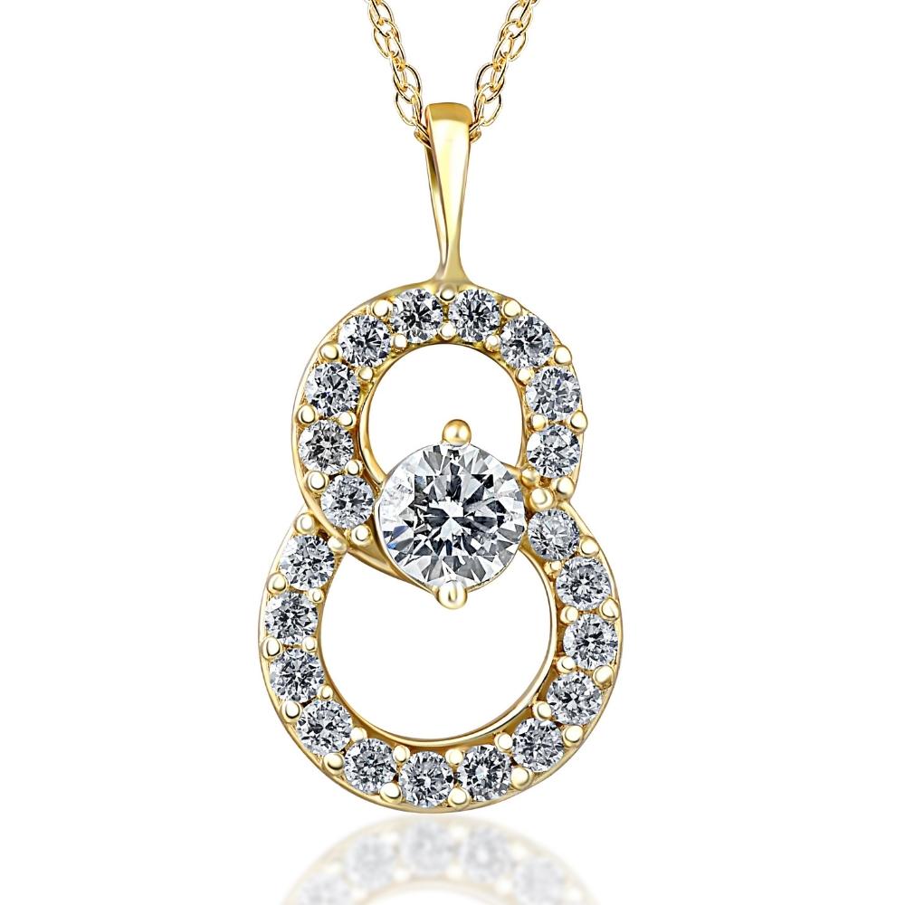 1/2 CT T.W. Circled By Love Diamond Pendant 10k Yellow Gold Women's Necklace